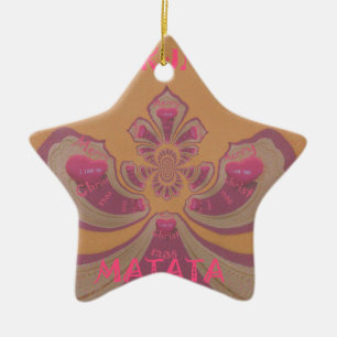 Ornamento De Cerâmica Hakuna Matata Feliz design de corações de Natal