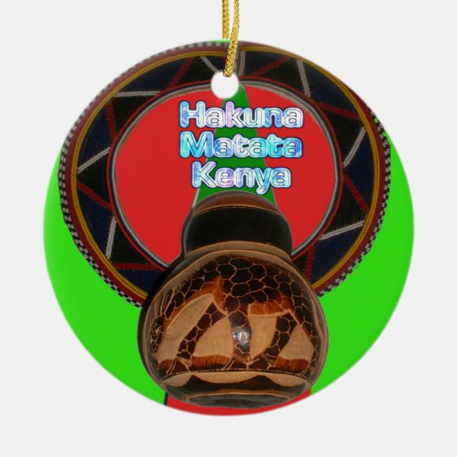 Ornamento De Cerâmica Hakuna Matata Kenya Art Impressão (Frente)