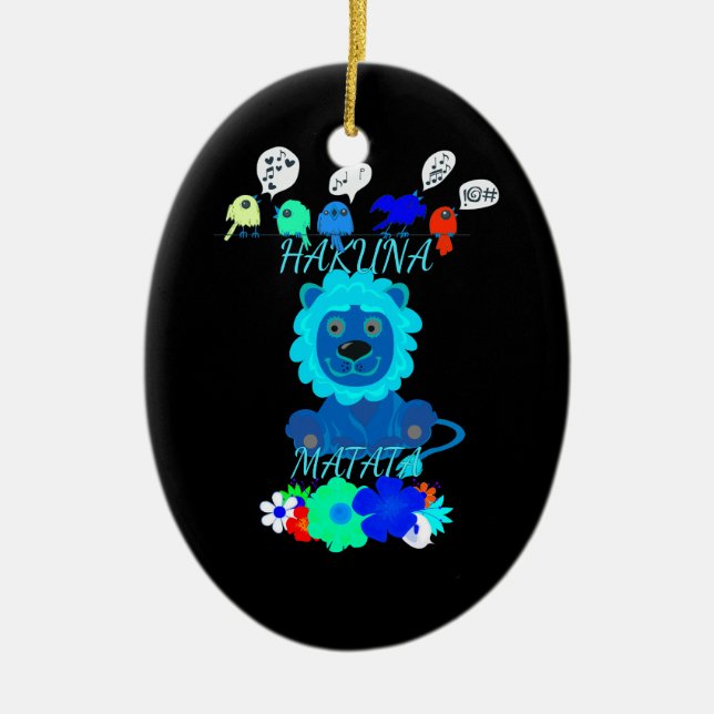 Ornamento De Cerâmica Hakuna Matata Lion Art Impressão (Frente)