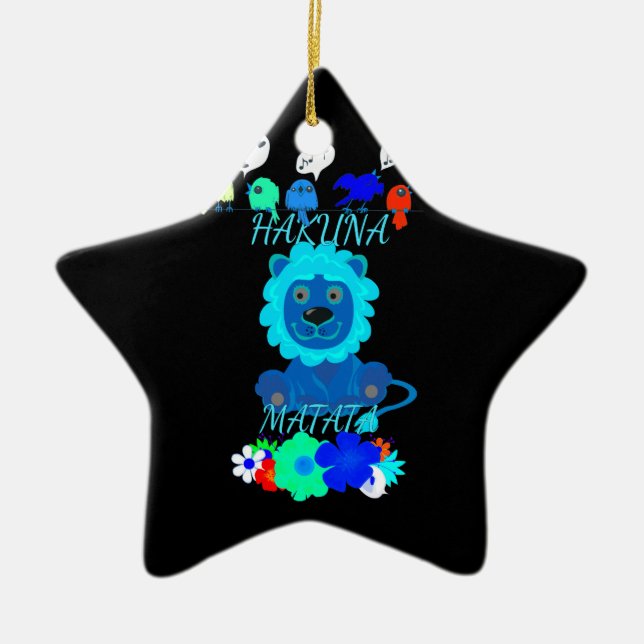 Ornamento De Cerâmica Hakuna Matata Lion Art Impressão (Frente)