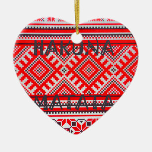 Ornamento De Cerâmica Hakuna Matata — Padrão Geométrico Sem Sede