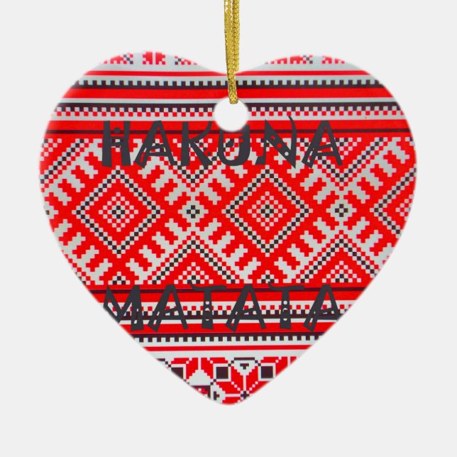 Ornamento De Cerâmica Hakuna Matata — Padrão Geométrico Sem Sede (Frente)