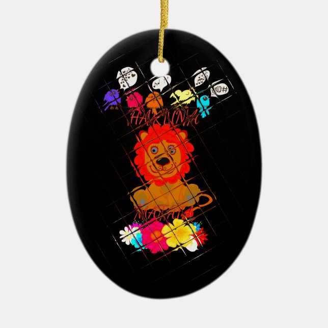 Ornamento De Cerâmica Hakuna Matata, um lindo bebê rei (Frente)