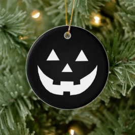 Ornamento De Cerâmica Halloween black white Jack o lantern pumpkin
