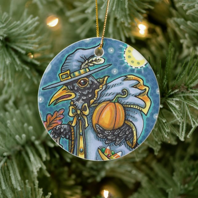 ORNAMENTO DE CERÂMICA HALLOWEEN BLACKBIRD ASSISTENTE, HALLOWEEN RAVEN (Árvore)