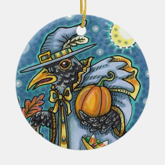 ORNAMENTO DE CERÂMICA HALLOWEEN BLACKBIRD ASSISTENTE, HALLOWEEN RAVEN (Frente)