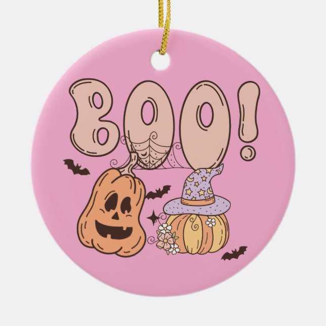 Ornamento De Cerâmica Halloween Boo (Frente)