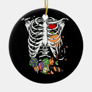 Ornamento De Cerâmica Halloween Candy Skeleton Rib Cage X-Ray