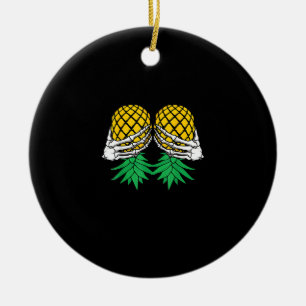 Ornamento De Cerâmica Halloween De Cima Para Baixo Pineapple Swinger Ske