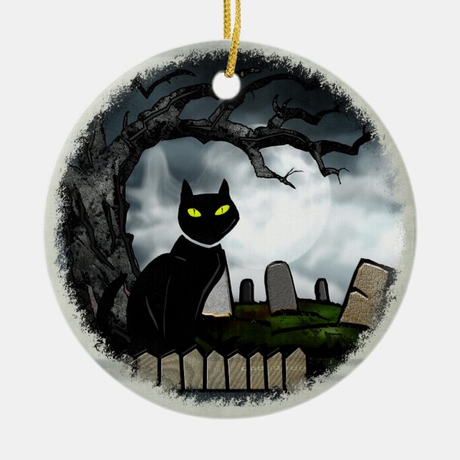 Ornamento De Cerâmica Halloween de Graveyard Halloween (Frente)