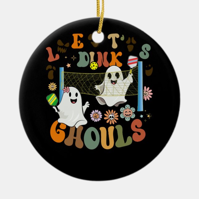 Ornamento De Cerâmica Halloween Ghost Tocando Vamos D (Frente)