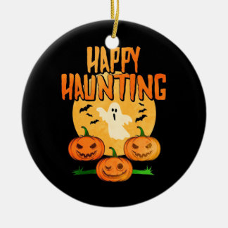 Ornamento De Cerâmica Halloween Happy Haunting