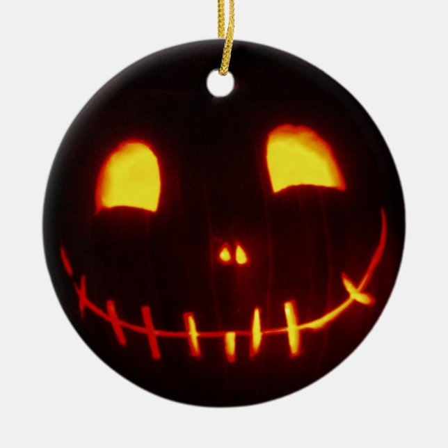 Ornamento De Cerâmica Halloween Jack-o-Lantern (Frente)