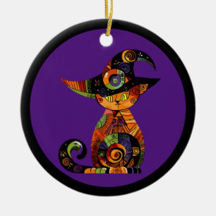 Ornamento De Cerâmica Halloween/místico/gato/queda