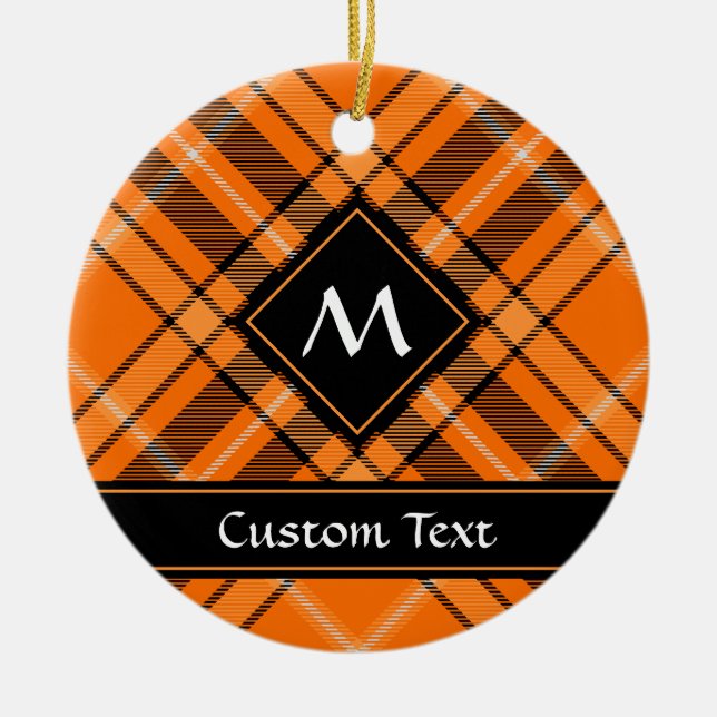 Ornamento De Cerâmica Halloween Orange Tartan (Frente)