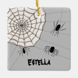 Ornamento De Cerâmica Halloween personalizado de aranhas assustadoras