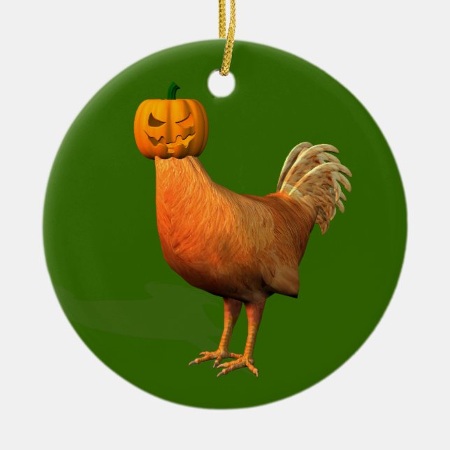 Ornamento De Cerâmica Halloween Rooster (Frente)