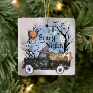 Ornamento De Cerâmica Halloween Scary Night