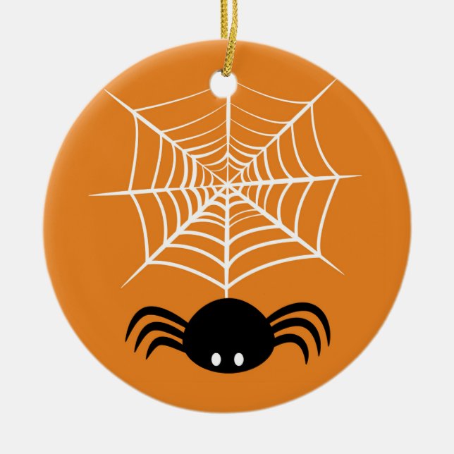 Ornamento De Cerâmica Halloween Spider Web (Frente)