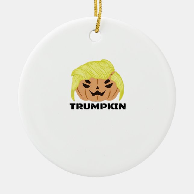 Ornamento De Cerâmica Halloween Trumpkin Classic (Frente)