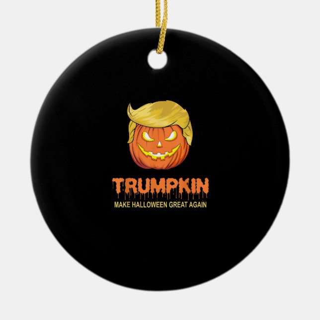 Ornamento De Cerâmica Halloween Trumpkin - Faça o Excelente de Halloween (Frente)