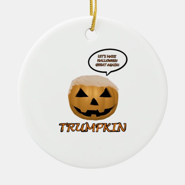 Ornamento De Cerâmica Halloween Trumpkin Feita (Frente)