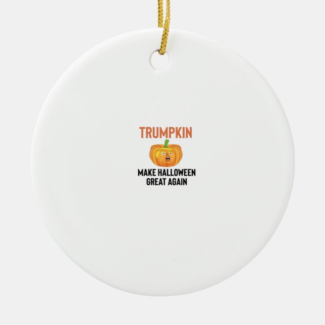 Ornamento De Cerâmica Halloween Trumpkin - Gráfico engraçado de abóbora  (Frente)