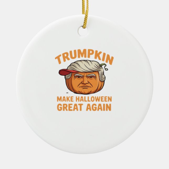 Ornamento De Cerâmica Halloween Trumpkin - Paródia assustadora citação p (Frente)