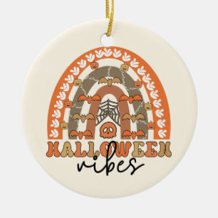 Ornamento De Cerâmica Halloween Vibes Boho Rainbow Fall Halloween
