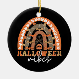 Ornamento De Cerâmica Halloween Vibes Boho Rainbow Fall Spooky