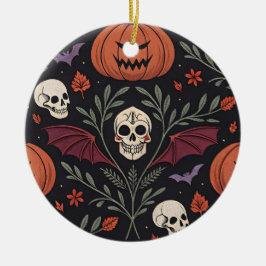 Ornamento De Cerâmica Halloween Vibes Pattern
