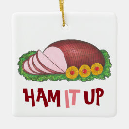 Ornamento De Cerâmica HAM IT UP Funny Holiday Natal Janta Foodie