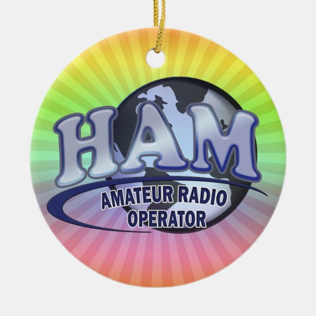 Ornamento De Cerâmica HAM WORLD LOGO Rádio Amador (Frente)