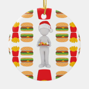 Ornamento De Cerâmica hambger santa claus do xma