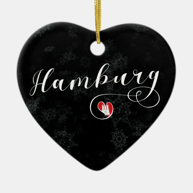 Ornamento De Cerâmica Hamburg Heart, Christmas Tree Ornament, Alemanha (Frente)