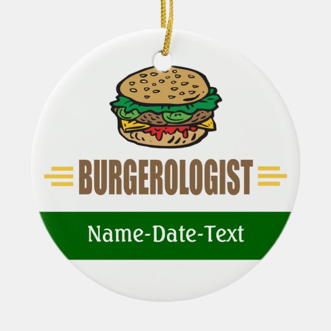 Ornamento De Cerâmica Hamburger Engraçado (Frente)