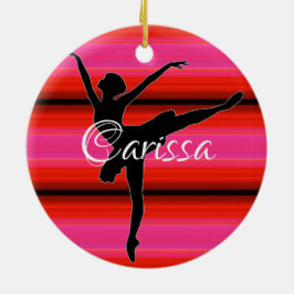 Ornamento De Cerâmica HAMbyWG - Balé Dancer com Vermelho e Rosa