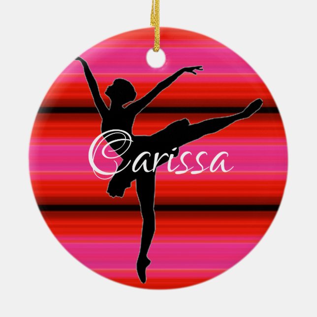Ornamento De Cerâmica HAMbyWG - Balé Dancer com Vermelho e Rosa (Traseira)