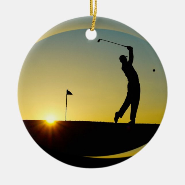 Ornamento De Cerâmica HAMbyWG - Sunset - Golfer (Frente)