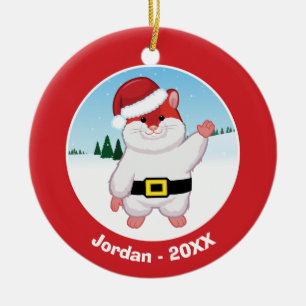 Ornamento De Cerâmica Hamster do Natal