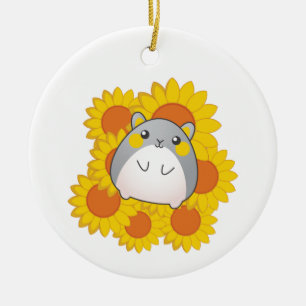 Ornamento De Cerâmica Hamster Sunflower