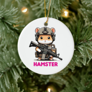 Ornamento De Cerâmica Hamster Tático