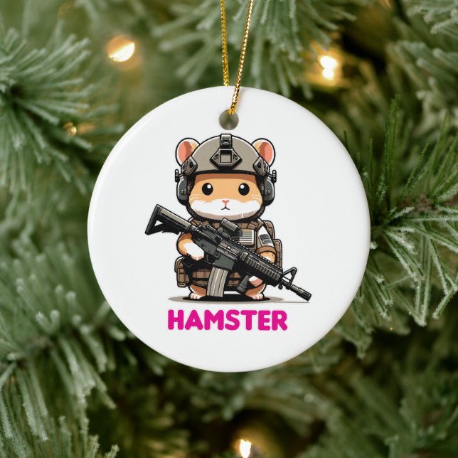 Ornamento De Cerâmica Hamster Tático (Árvore)