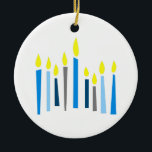 ORNAMENTO DE CERÂMICA HANUKKAH CANDLES<br><div class="desc">Esta é uma bela imagem para o Feliz Chanucá. Use esta design para dar como presente.</div>