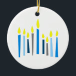 ORNAMENTO DE CERÂMICA HANUKKAH CANDLES<br><div class="desc">Esta é uma bela imagem para o Feliz Chanucá. Use esta design para dar como presente.</div>