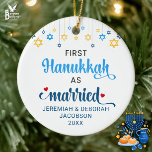 ORNAMENTO DE CERÂMICA HANUKKAH CASADO PELA PRIMEIRA VEZ