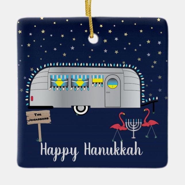 Ornamento De Cerâmica Hanukkah do Snowbird (Frente)