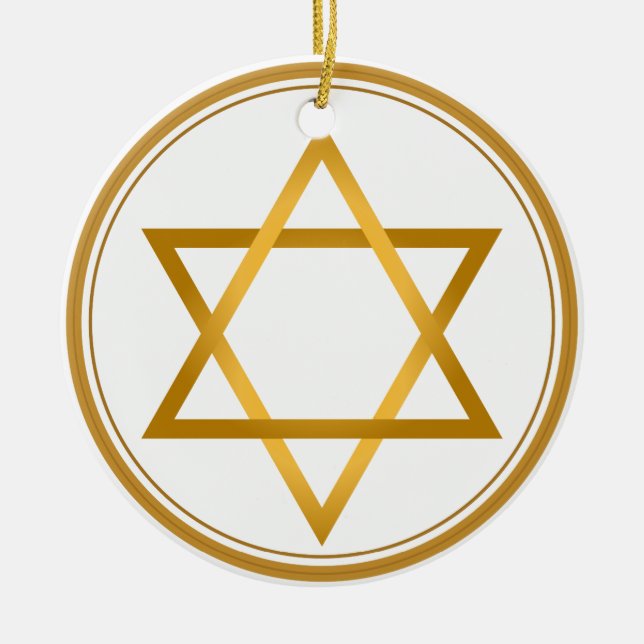 Ornamento De Cerâmica Hanukkah feliz (Frente)