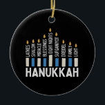 Ornamento De Cerâmica Hanukkah Jewish Holiday Menorah Jew<br><div class="desc">Celebração de Menorah,  latim e luz,  feriado judeu de 2025,  festival de luzes,  espírito tradicional de Chanucá,  alegria de sonho,  xalom e orgulho,  calor de férias da família,  cultura de iluminação de velas,  celebração do inverno judeu</div>