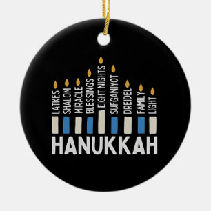 Ornamento De Cerâmica Hanukkah Jewish Holiday Menorah Jew